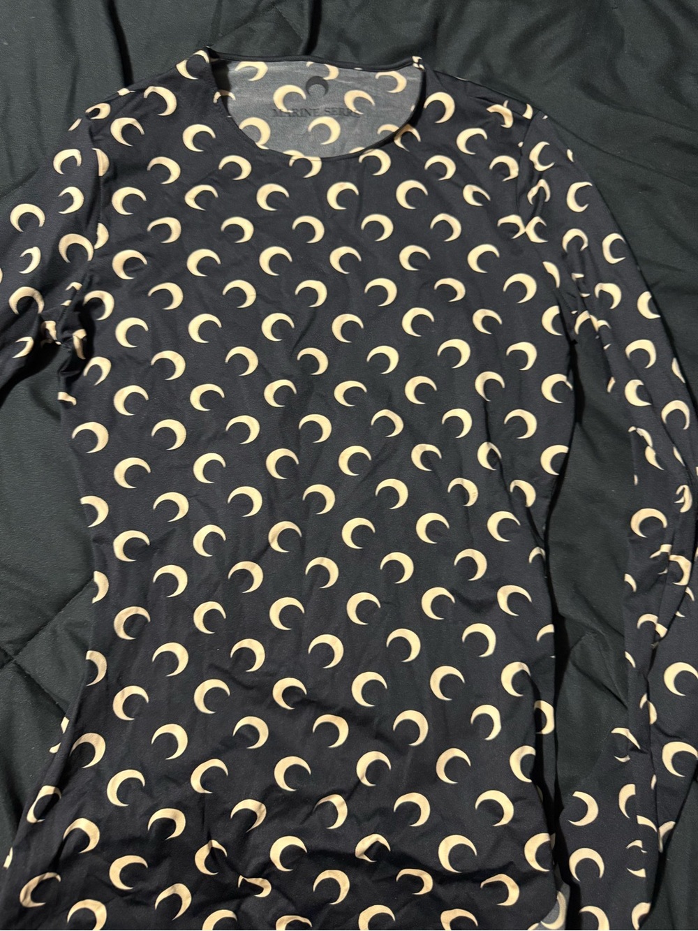 Marine Serre Black Long-Sleeve Moon Print Top - Women